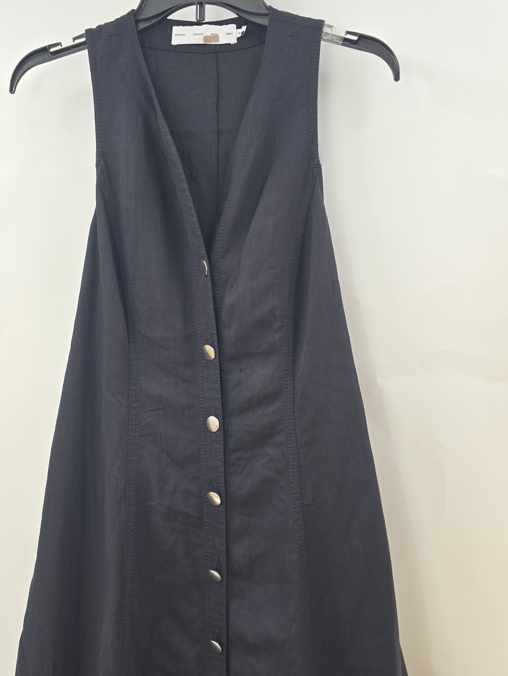 Proenza Schouler Black Sleeveless Button-Front Midi Dress with Silver Buttons - Picture 7 of 16